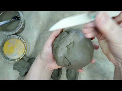 Pinch Pot Rabbit How to make a clay rabbit head from 2 clay pinch pots - YouTube