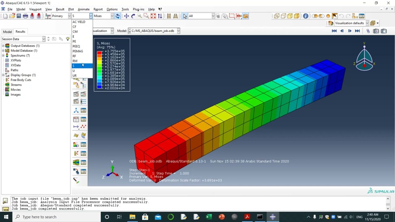 Abaqus Analysis Cantilever Beam 3D