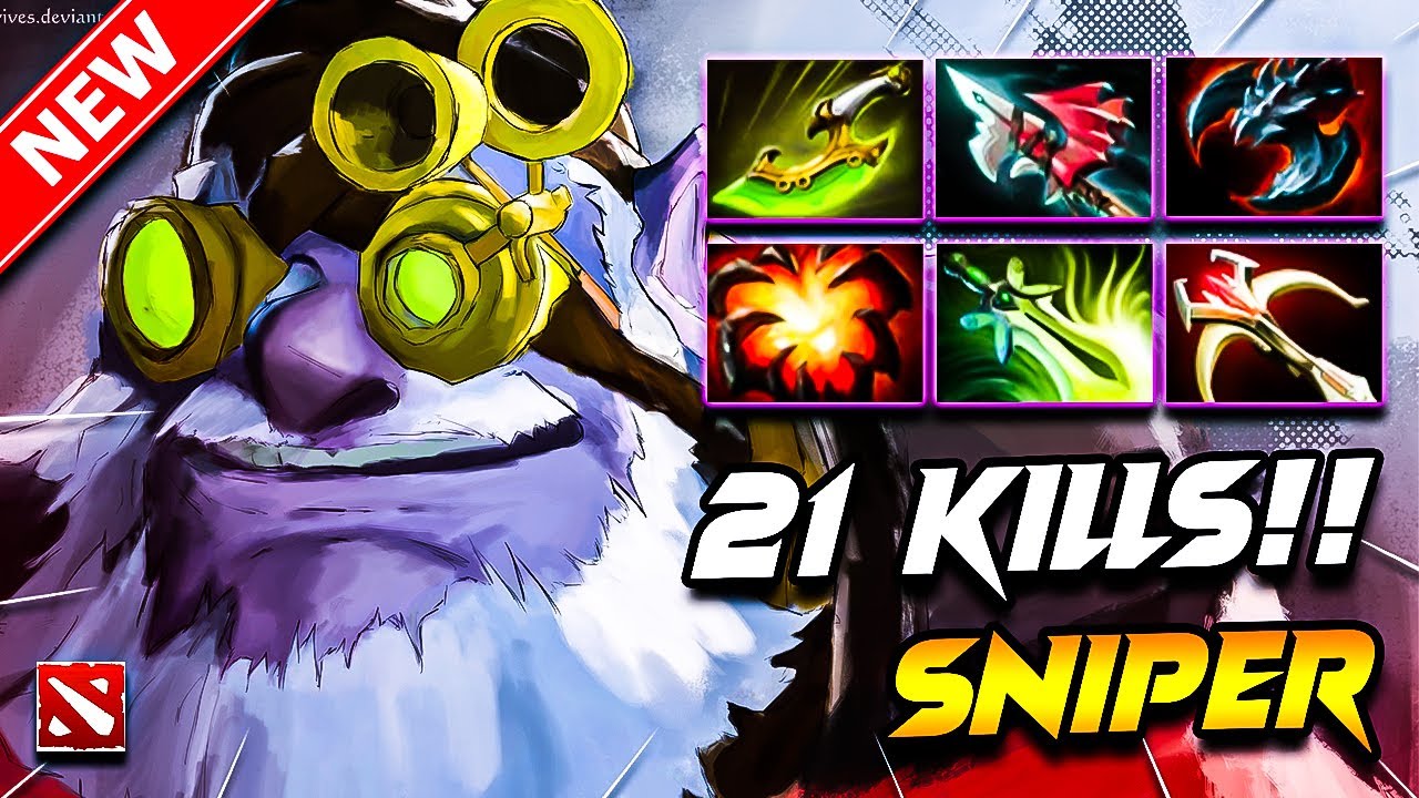 21 Kills SNIPER DOTA 2 Gameplay | Dota 2 SNIPER Gameplay | Sniper Carry Build Pro Gameplay 7.39