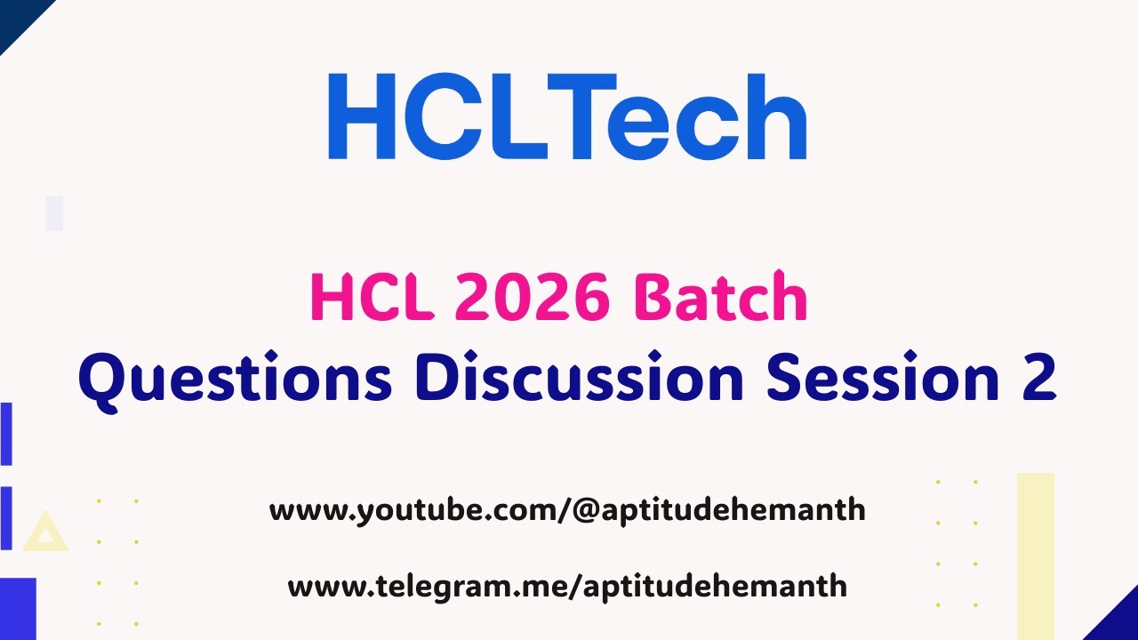 HCL - 2026 Batch - Questions Discussion Session 2 - YouTube