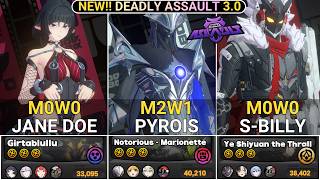 NEW DA RESET! NEW BOSS! M0W0 Jane Doe & M2W1 Pyrois & M0W0 S-Billy | NEW Deadly Assault ZZZ 3.0