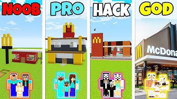 Minecraft: MCDONALDS HOUSE BUILD CHALLENGE - NOOB vs PRO vs HACKER vs GOD in Minecraft