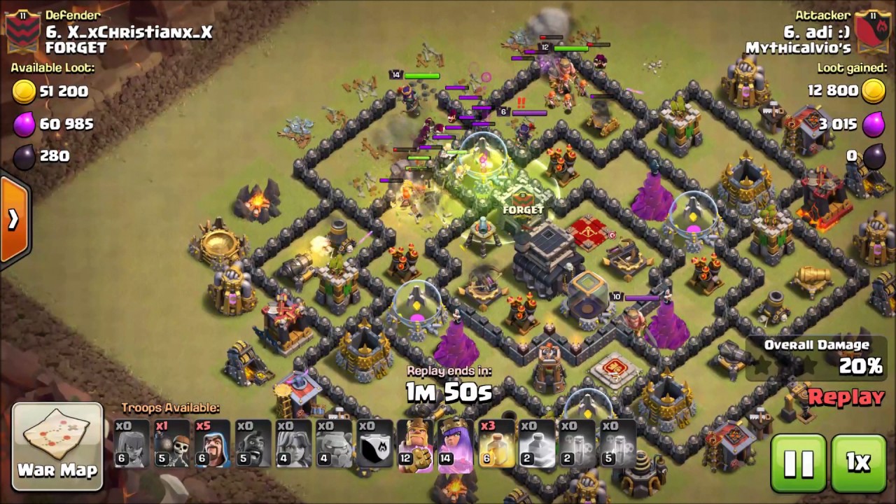 Golem Wizards Valkyre attack on th9