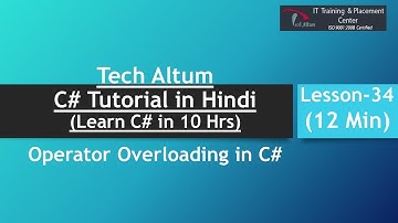 Operator Overloading in c# |  C# Tutorial in Hindi | Lesson - 34