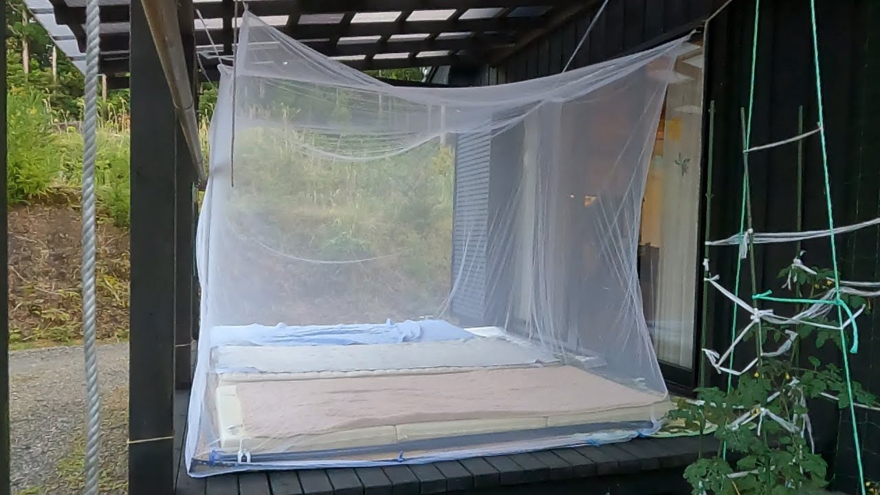 ウッドデッキに蚊帳で宿泊 2023/5/2の夜 YouTube