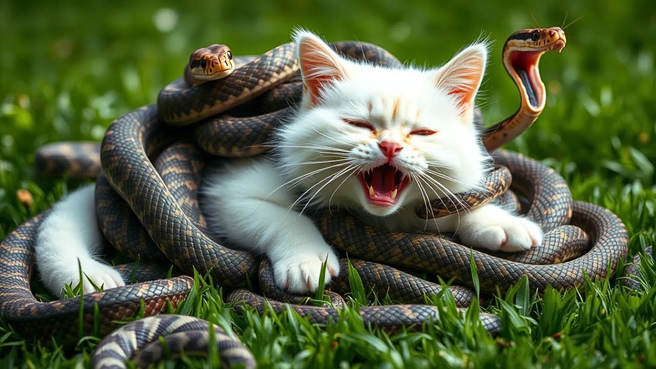 Rescue Team Saves a Helpless White Cat from Millions of Venomous Snakes