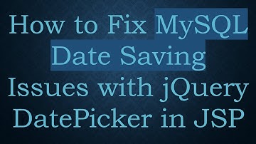 How to Fix MySQL Date Saving Issues with jQuery DatePicker in JSP
