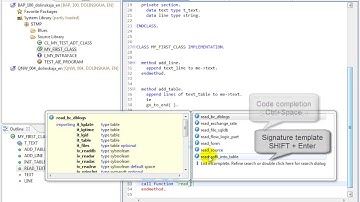 ABAP in Eclipse Tutorials - Using code completion and signature templates