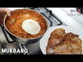 리얼먹방:) 매운쫄면과 돼지목살구이★디저트는 아이스홍시ㅣSpicy jjolmyeon & Roasted porkㅣREAL SOUNDㅣASMR MUKBANGㅣEATING SHOWㅣ