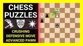 Chess Puzzles to Practice. Themes: Crushing, Defensive move, Advanced pawn. Learn Chess screenshot 3