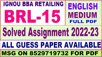 brl 15 solved assignment 2022-23 / brl 15 solved assignment in English / ignou bba solved