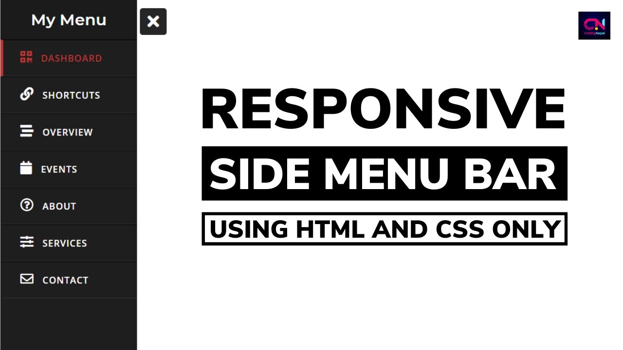Responsive Side Menu Bar Using HTML CSS CodingNepal YouTube