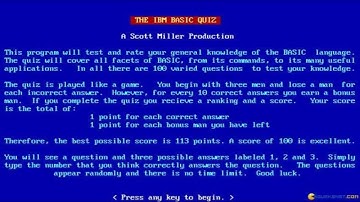 IBM BASIC Quiz gameplay (PC Game, 1989)