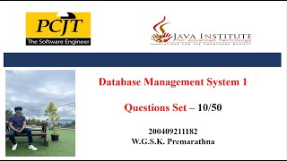 Question Set 10 | Database Management System | Java Institute | Sadeepa Kalhara