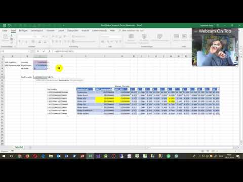 Excel: Suche Wert in Datentabelle über Vergleich Zeile Spalte Index Matrix