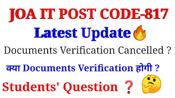 joa it 817 latest update ❓ Documents Verification Cancelled ❓ #joait817 #hpsscjoa