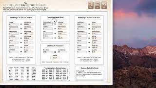 Computer Cuisine Deluxe 9.0 – How to use the Conversions Menu