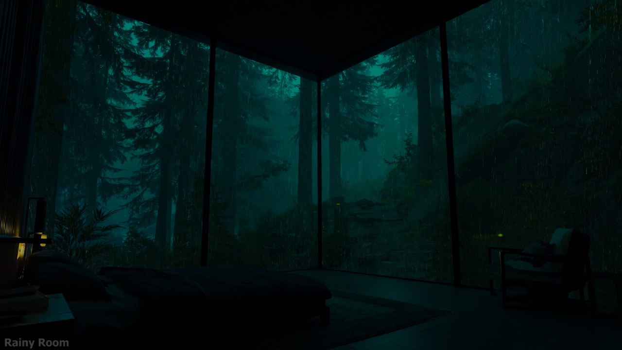 Night Rain & Soft Thunder 🌧️ Dark Bedroom Ambience | Fall Asleep Fast & Ease Insomnia