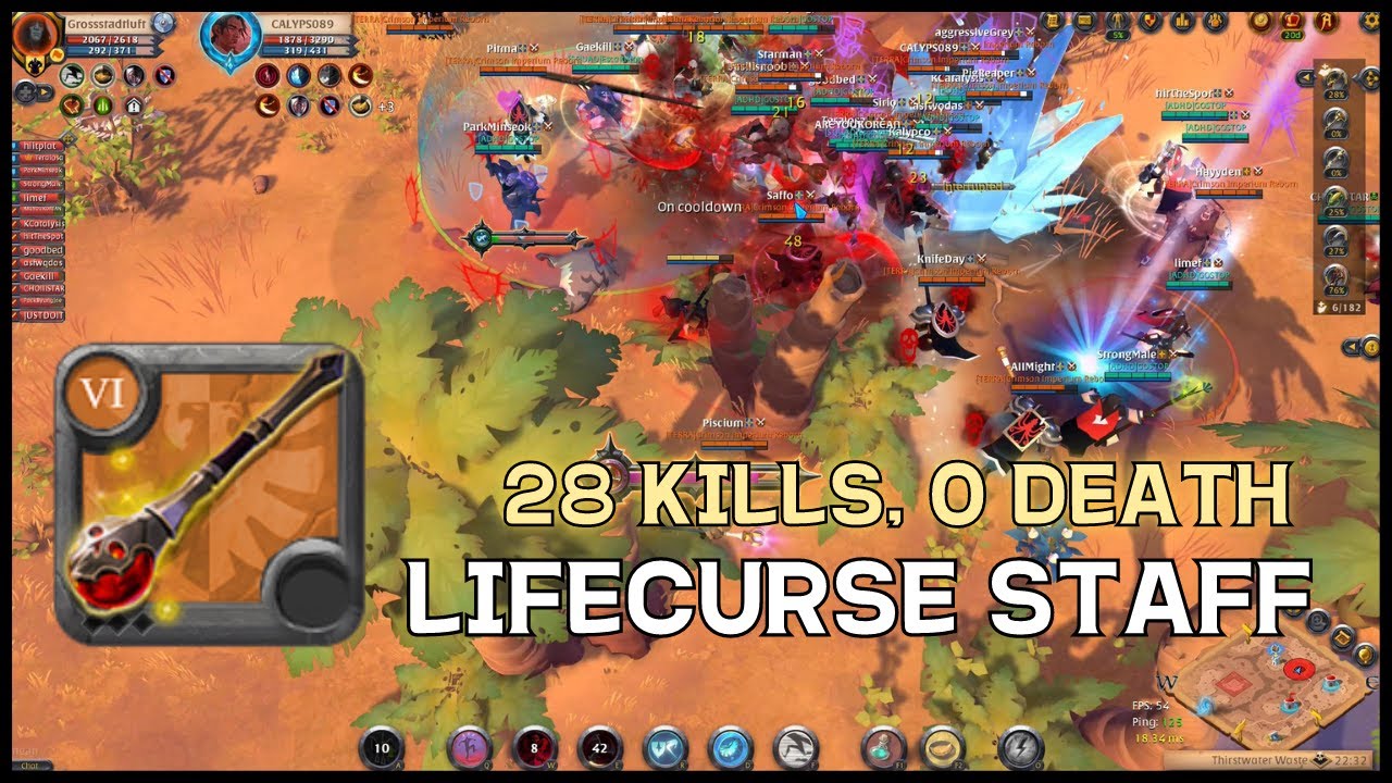 Albion Online PvP T6 Gear Party vs T8 Gear Party(Lifecurse Staff)/ 알비온