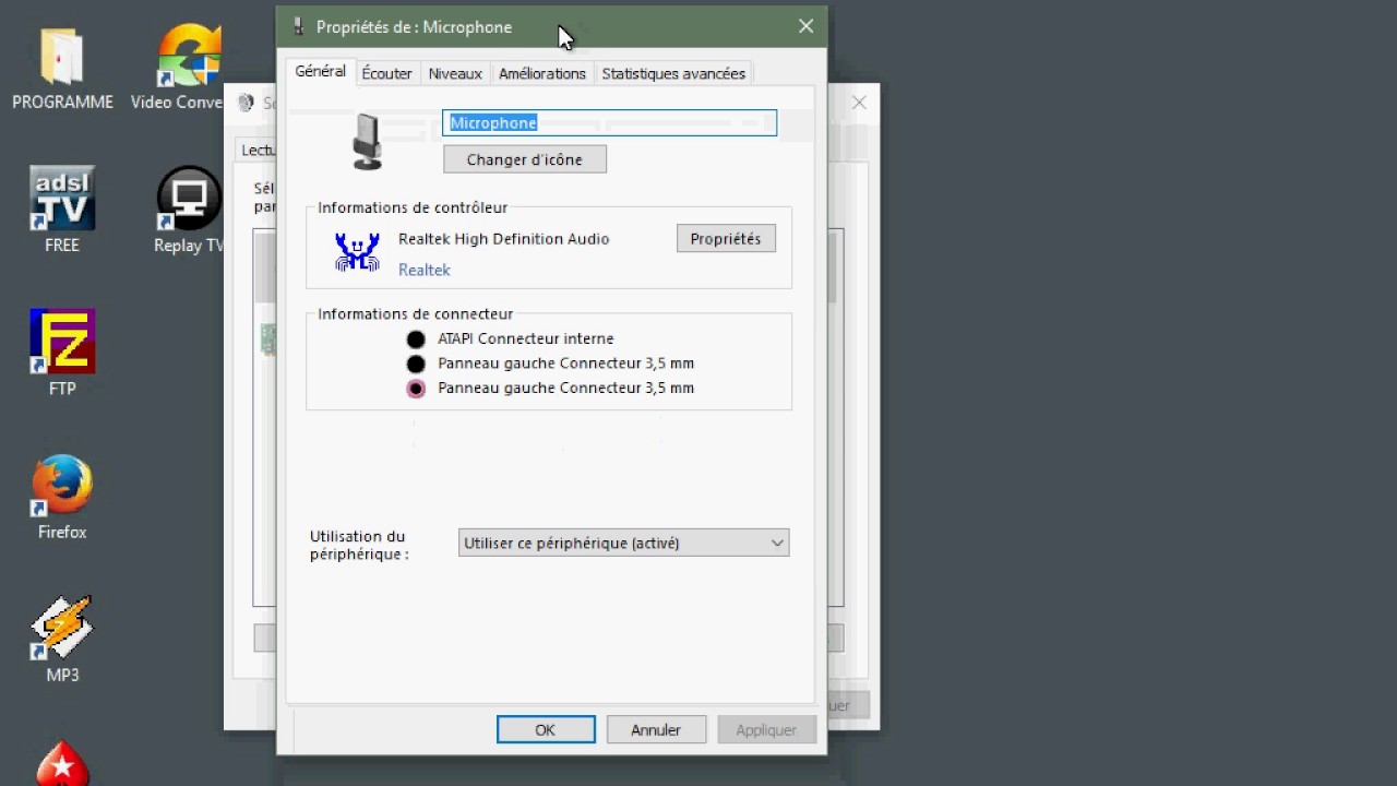 Micro Windows 10 Enregistrement Youtube