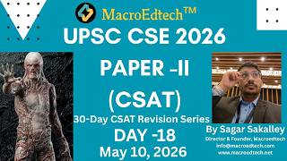 DAY 18 | UPSC CSE PRELIMS 2026| PAPER -II | CSAT | 30 -DAY REVISION SERIES | BY SAGAR SAKALLEY