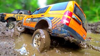 RC Mud Madness: Land Rover Defenders Tackle the Toughest Mud Course Yet!
