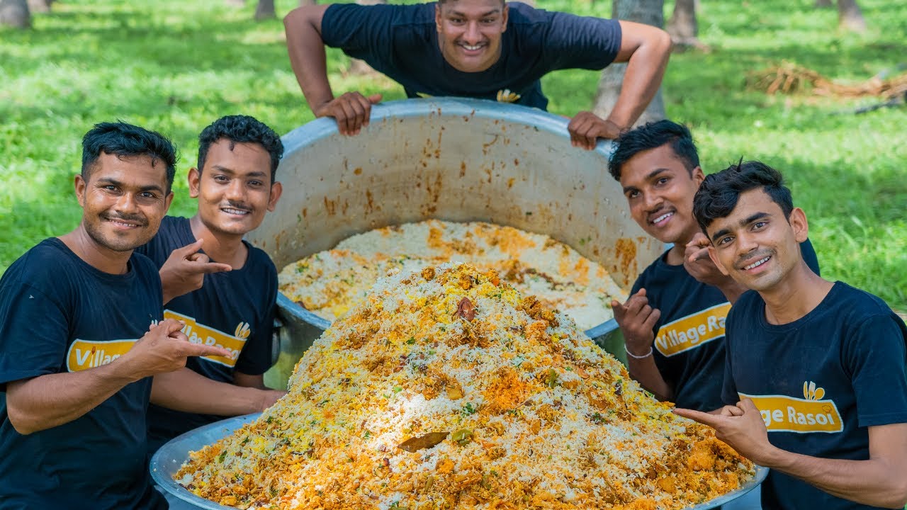 200KG VEG BIRYANI  Channel Birthday Special  We Cook Veg Biryani For 1000 Students  Village Rasoi