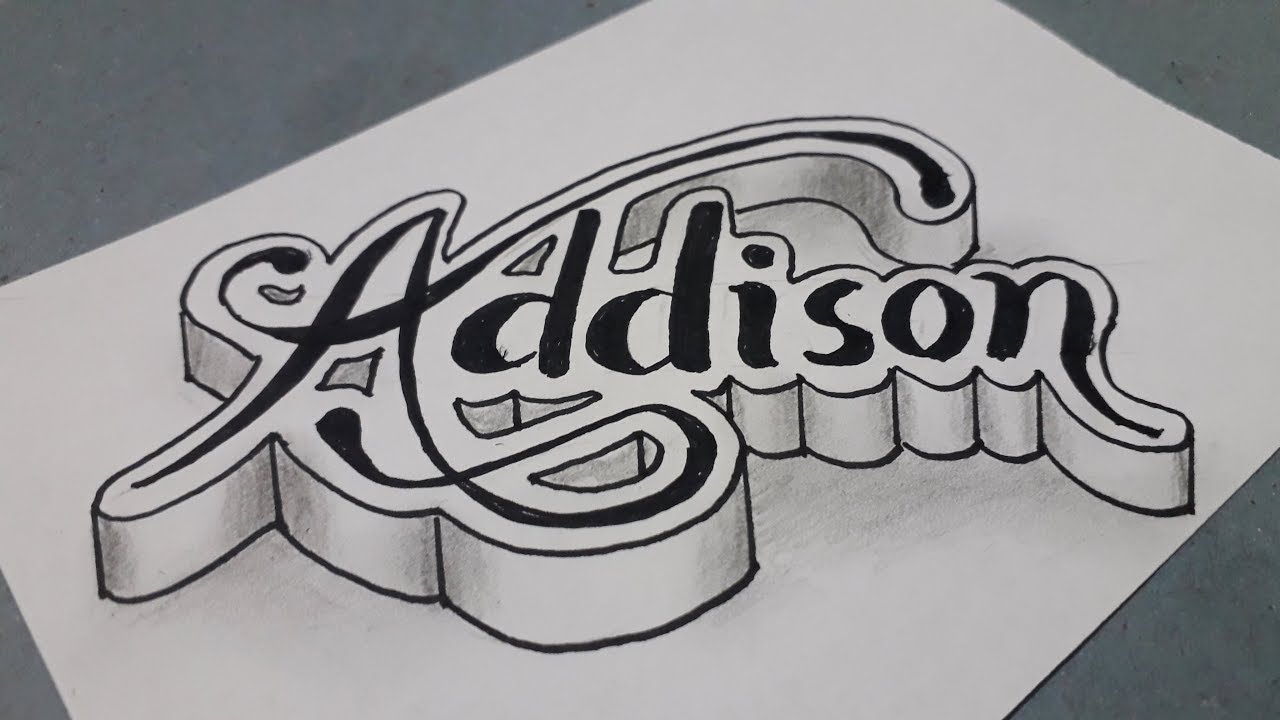 How To Draw 3d Name Art On Paper Addison - Drawing 3d Calligraphy ...
