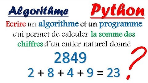 Algorithme + Python ( Somme des chiffres d
