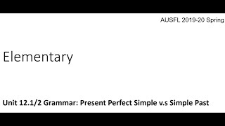 ELEM 12.1-12.2 Grammar: Present Perfect vs Past Simple