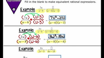 Writing equivalent rational expressions with polynomial denominators￼