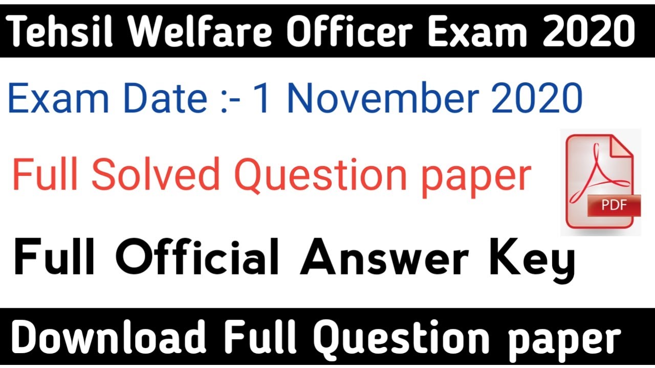 Hppsc Tehsil welfare officer solved question paper | Tehsil welfare officer answer key 2020