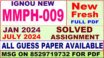 MMPH 009 solved assignment 2024 / mmph 009 solved assignment 2024 in english / ignou mba mmph009