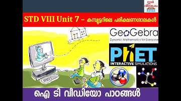 Standard 8 Chapter 7 (കമ്പ്യൂട്ടറിലെ പരീക്ഷണശാലകള്‍) | PhET | Geogebra | Ghemical | Kalzium 3D - ICT