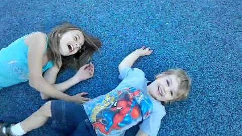 Katelyn and Dylan on a slide