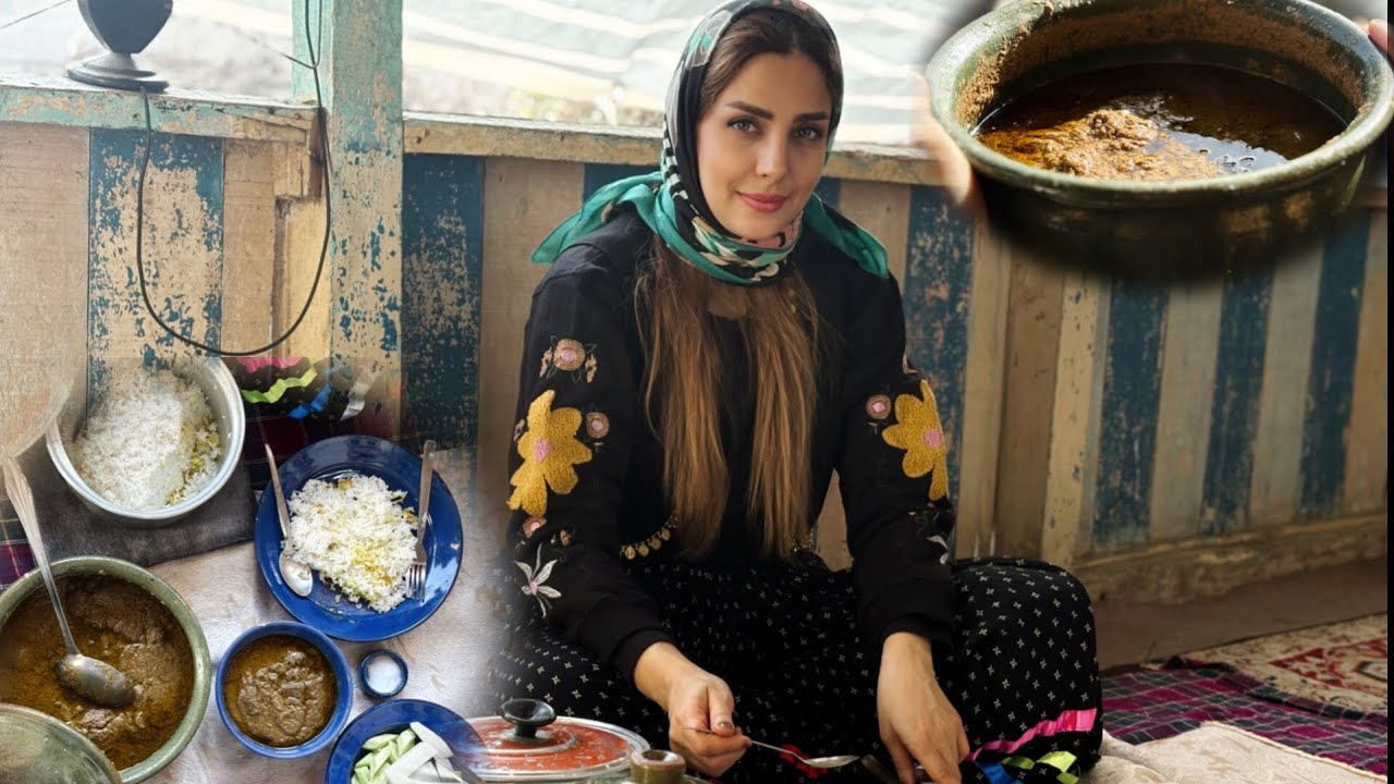 Gilani Anar Bij Stew | Traditional Rural Cooking with Walnuts & Meat
