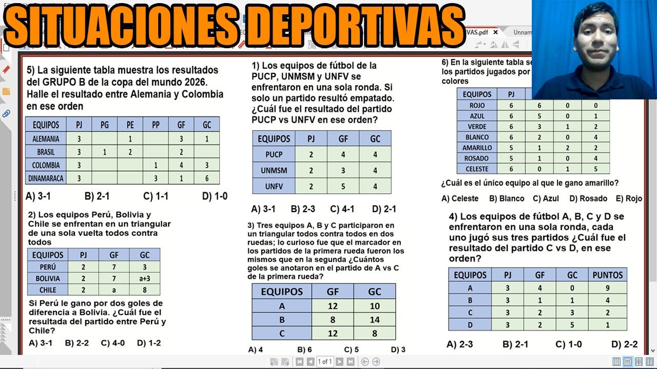 SITUACIONES DEPORTIVAS RAZONAMIENTO MATEMÁTICO TEORIA MAS PROBLEMAS