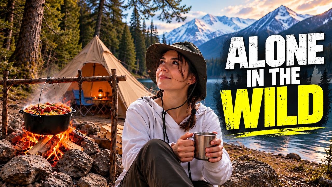 Solo Survival Girl in the Mountains | Campfire, Crayfish Cooking and ...