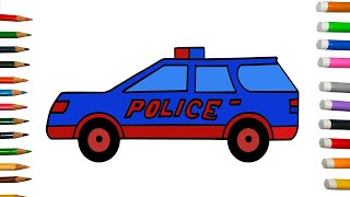 Police Car Drawing for Video Kids Easy step by step