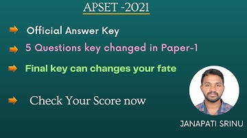 APSET 2021 Official Answer Key | APSET 2021 Answer Key