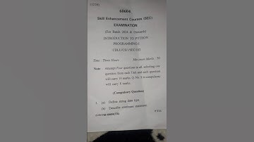 Question Paper of Python Programming for BCA 1st Sem Students @lectshivani