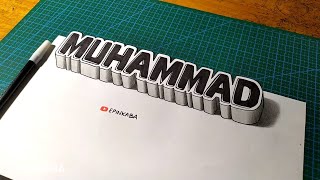 Cara Membuat Nama MUHAMMAD 3D | Gambar 3 Dimensi | Menggambar 3D