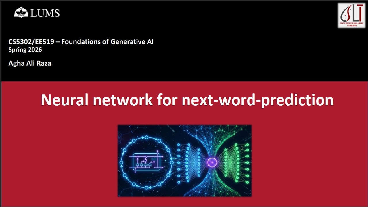 Generative AI L12: Neural network for next-word-prediction based on 3 context words, intro to RNN