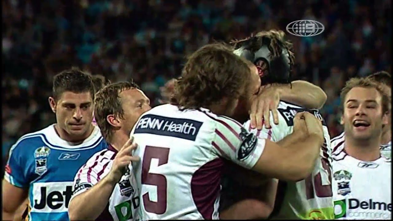 Round 17 Titans VS Manly 2008 Steve Menzies overtakes Brad Fittler Brett Stewart