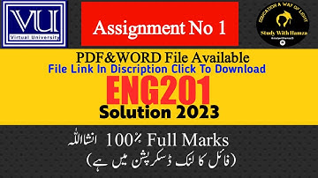 ENG201 Assignment No 1 Solution 2023 | ENG201 Assignment Spring 2023 Solution | ENG201 solution