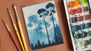 Quick & Easy Art : Watercolor painting for beginners , beautiful Scenery drawing