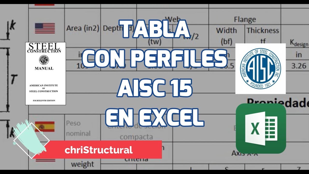TABLA EXCEL CON PERFILES AISC15 YouTube