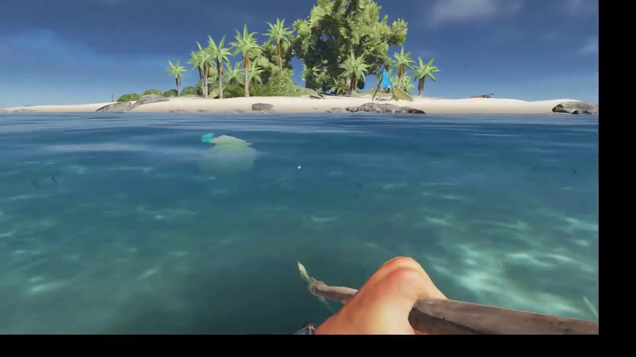 STRANDED DEEP GAME PLAY #2 - COOKING FOOD, SPEARING FISH, AND GATHERING MATERIALS