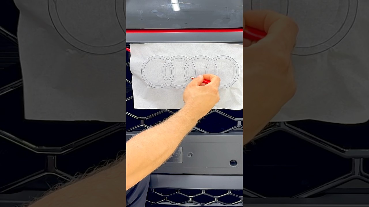 Audi RSQ8 Matte Red Audi Emblem (Template Cut, No Cutting on Car) 🎨✨🚗