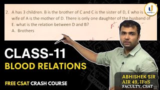 🔴Class 11: Blood Relation Questions | CSAT UPSC Prelims 2024 | Abhishek sir, UPSC AIR 49 IFoS